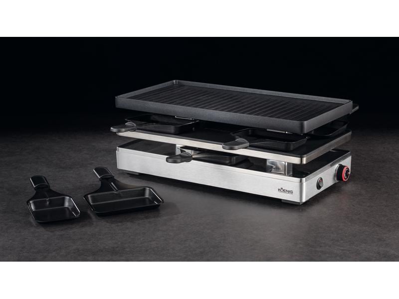 Koenig Racletteofen für 8 Personen Pizza/Raclette-Grill 4-in-1