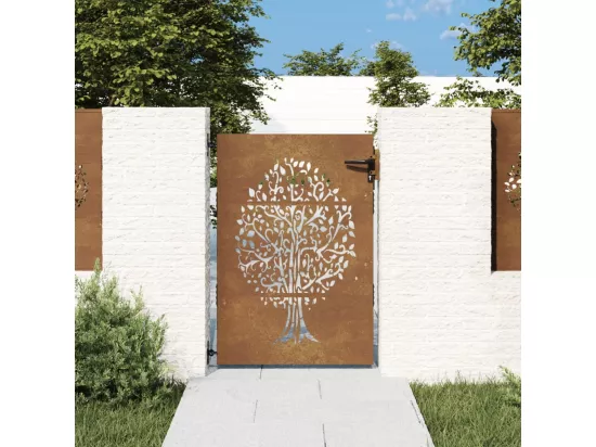 Portail de jardin 85x150 cm acier corten conception de l'arbre