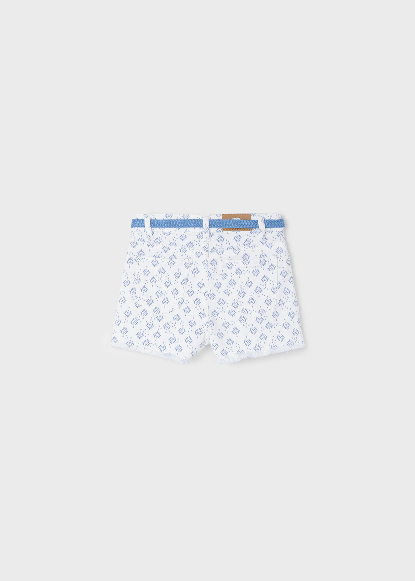 Shorts estampados com cinto da Better Cotton para meninas, branco.