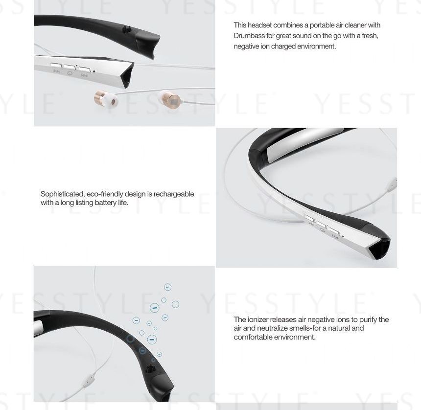 LIFETRONS - Draagbare luchtreiniger met DrumBass draadloze Bluetooth-headset