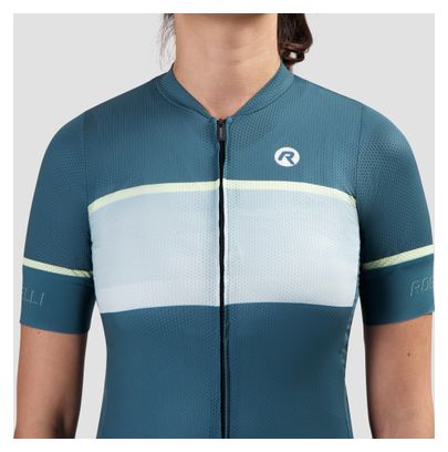 Maillot Manches Courtes Velo Rogelli Impress II Femme Bleu/Jaune