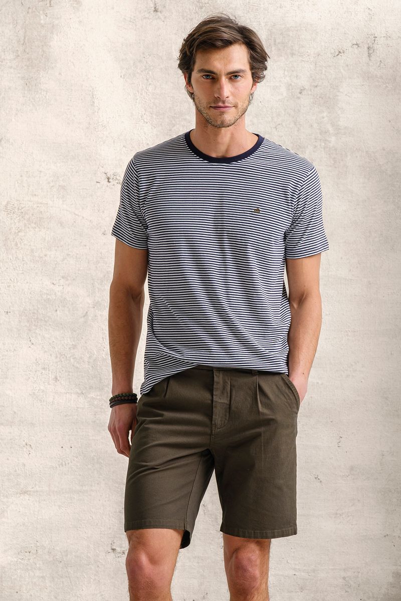 T-SHIRT ÀS RISCAS NAVY
