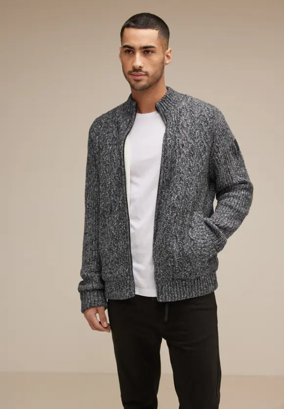 Strickjacke mit Teddyfutter - anthra grey melange