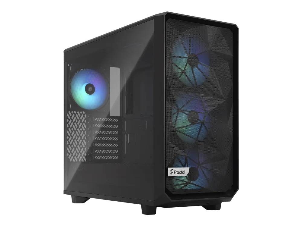 Fractal Design Meshify 2 Lite - Tower - udvidet ATX - sidepanel med vindue (hærdet glas) - ingen strømforsyning (ATX) - RGB-sort TG-lystone - USB/Lyd
