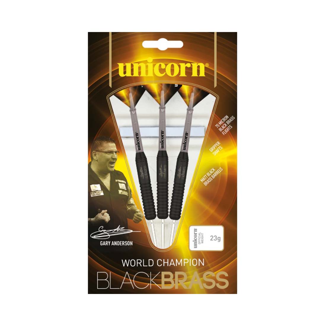 Unicorn Dartpfeile Gary  Anderson Black Brass, 23 g