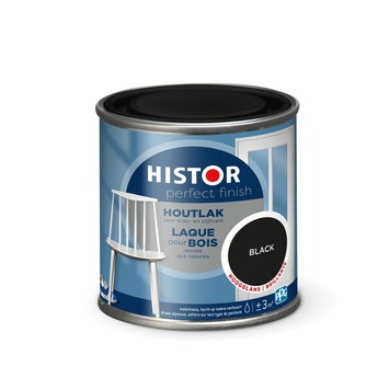 Histor Perfect Finish houtlak hoogglans RAL 9005 zwart 250 ml