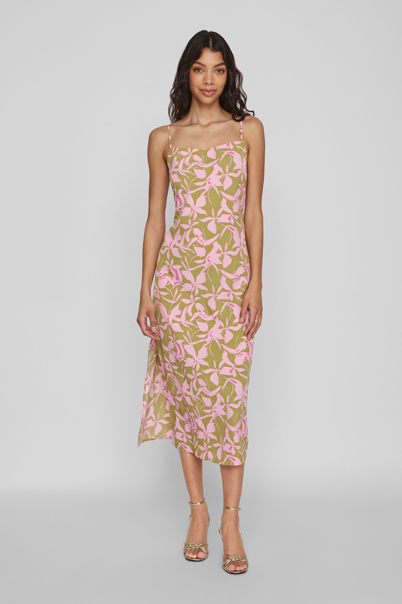 Vestido longo de alças finas - Verde