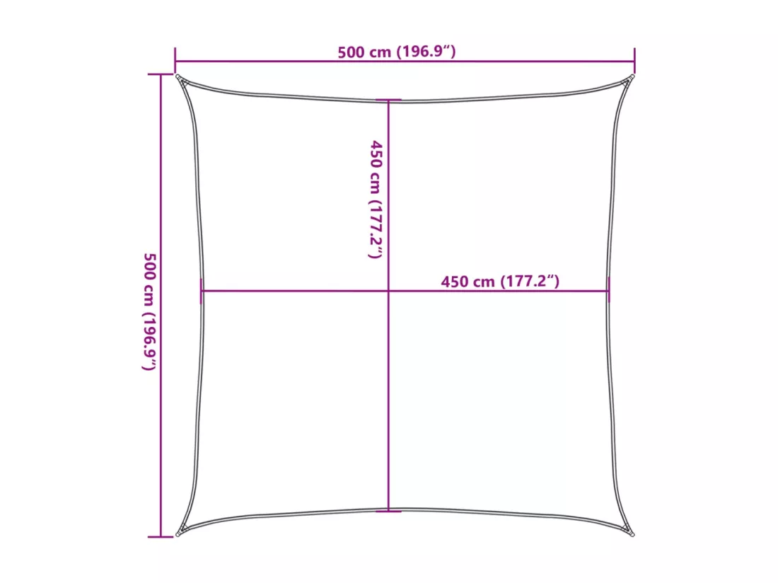 Voile d'ombrage 160 g/m² carré gris clair 5x5 m PEHD