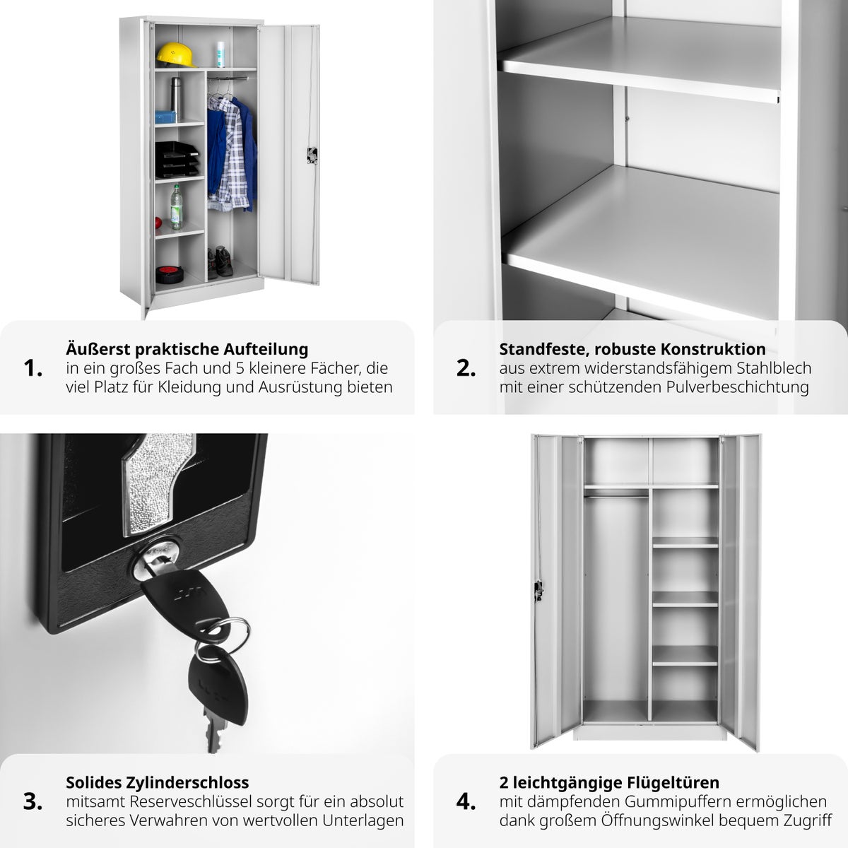 tectake locker van gepoedercoat staal, 180 x 80 x 40 cm