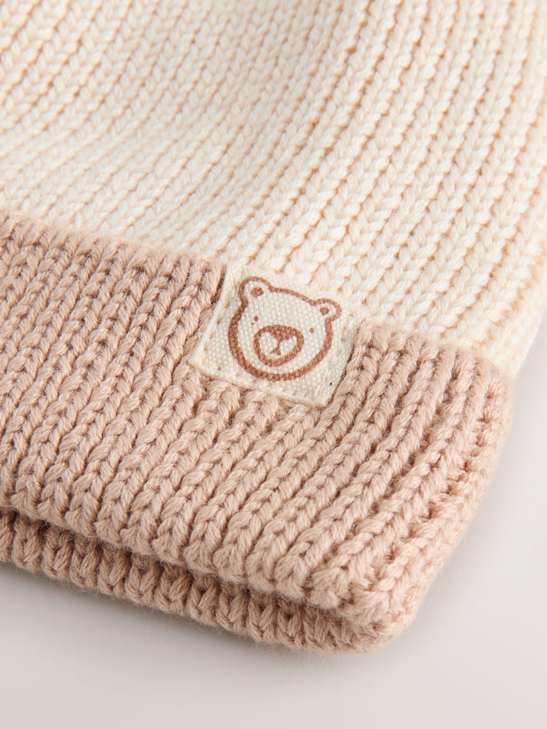 Naturel tonale - Gebreide babybeanie met pompon