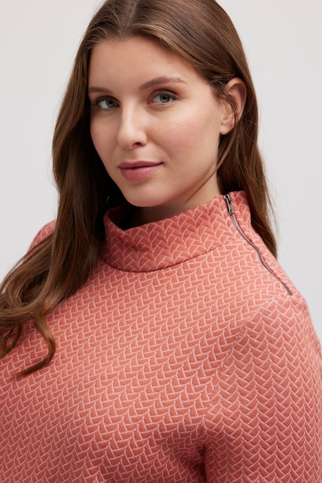Sweatshirt, Jacquard, Stehkragen, 3/4-Arm, Biobaumwolle
