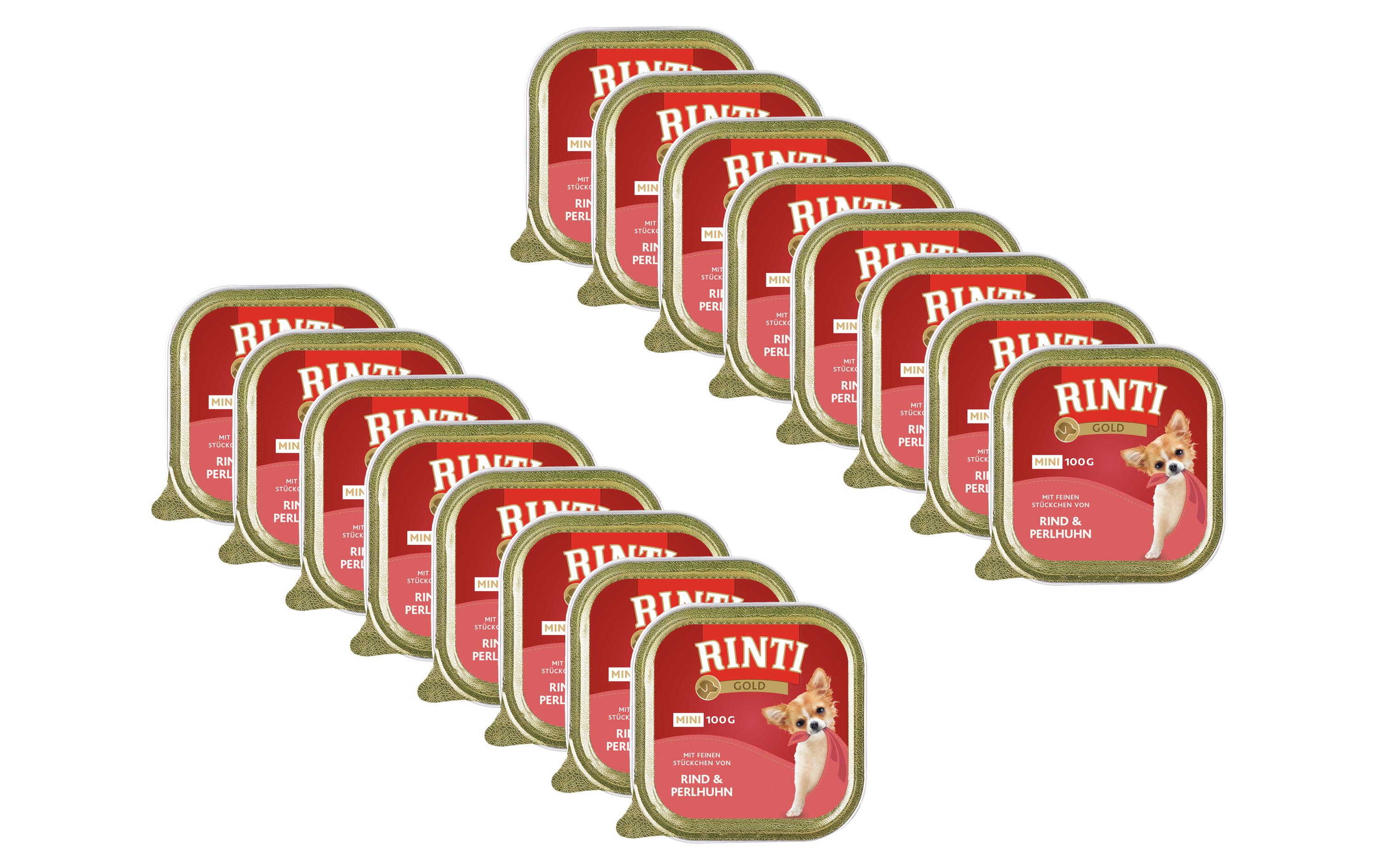 Nassfutter Gold Mini Rind & Perlhuhn, 16 x 100 gAlleinfutter für ausgewachsene Hunde