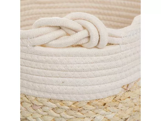 Panier en fibre naturelle et coton en brun D32x31