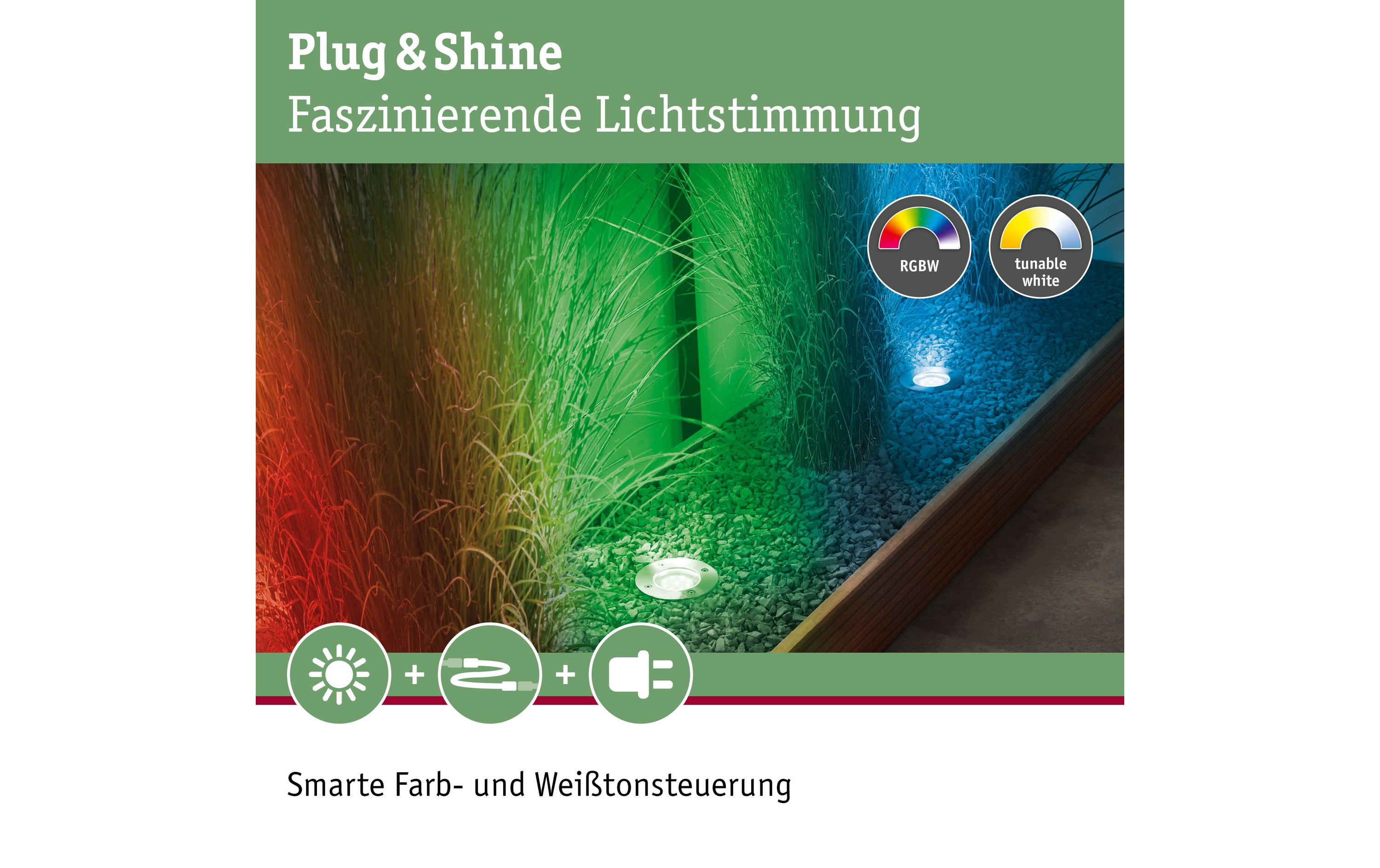Gartenleuchte Plug & Shine RGBW Boden, ZigBeeSteuerbares Lichtobjekt mit Farbwechsel