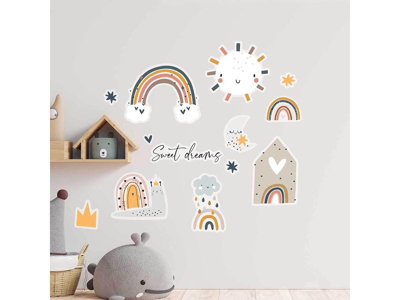 Papierdrachen Wandtattoo-Set Regenbogen Wandsticker für Kinder
