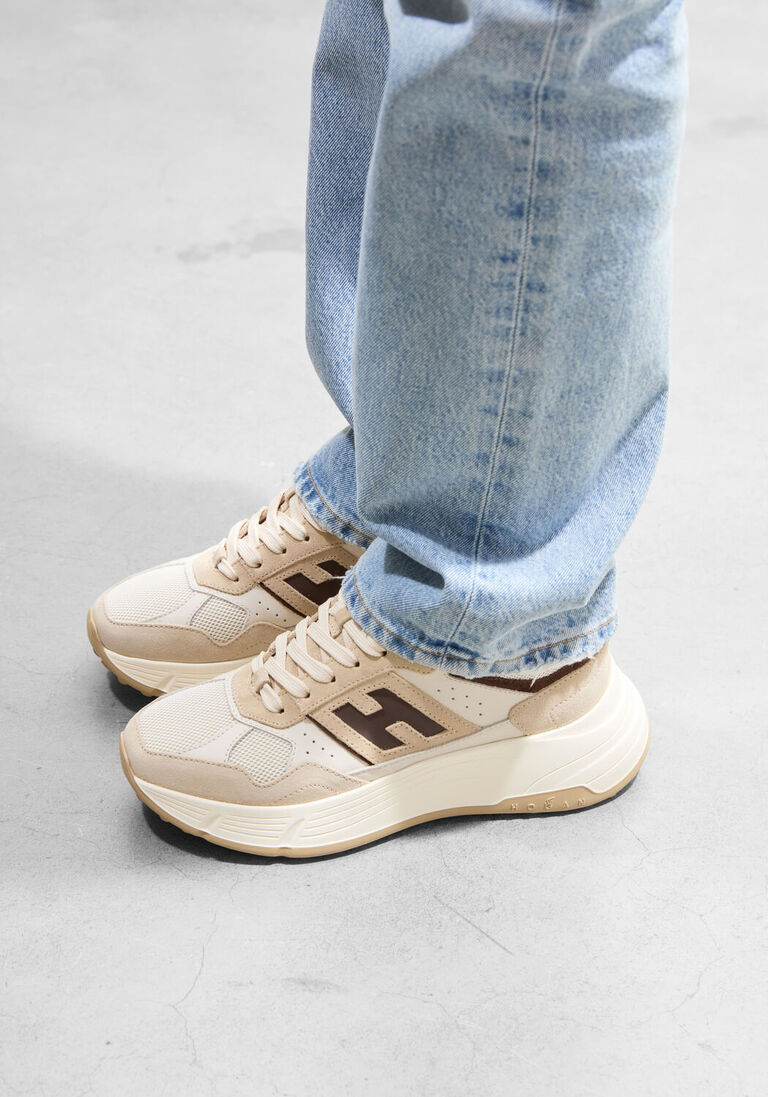 beige hogan lage sneakers h669 allacciato h