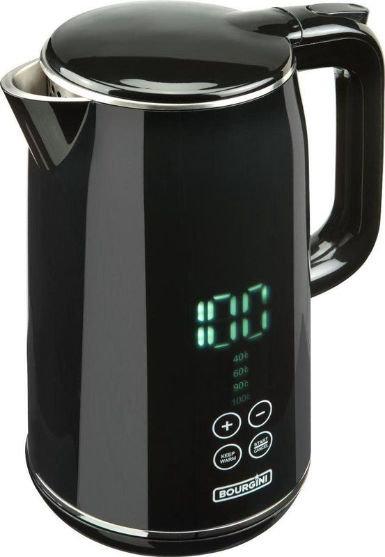 Bourgini Cool Touch Digital Kettle - Digitale Waterketel - 1.7L - Zwart