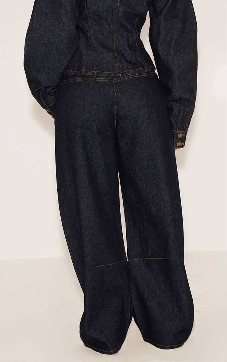 Bleu Indigo Foncé Jean Ballon Petite À Jambes Larges