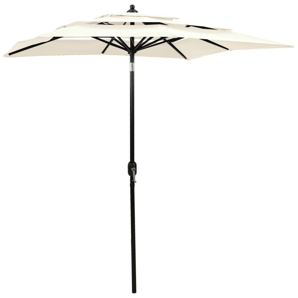Parasol à 3 niveaux avec mât en aluminium 2 x 2 m sable