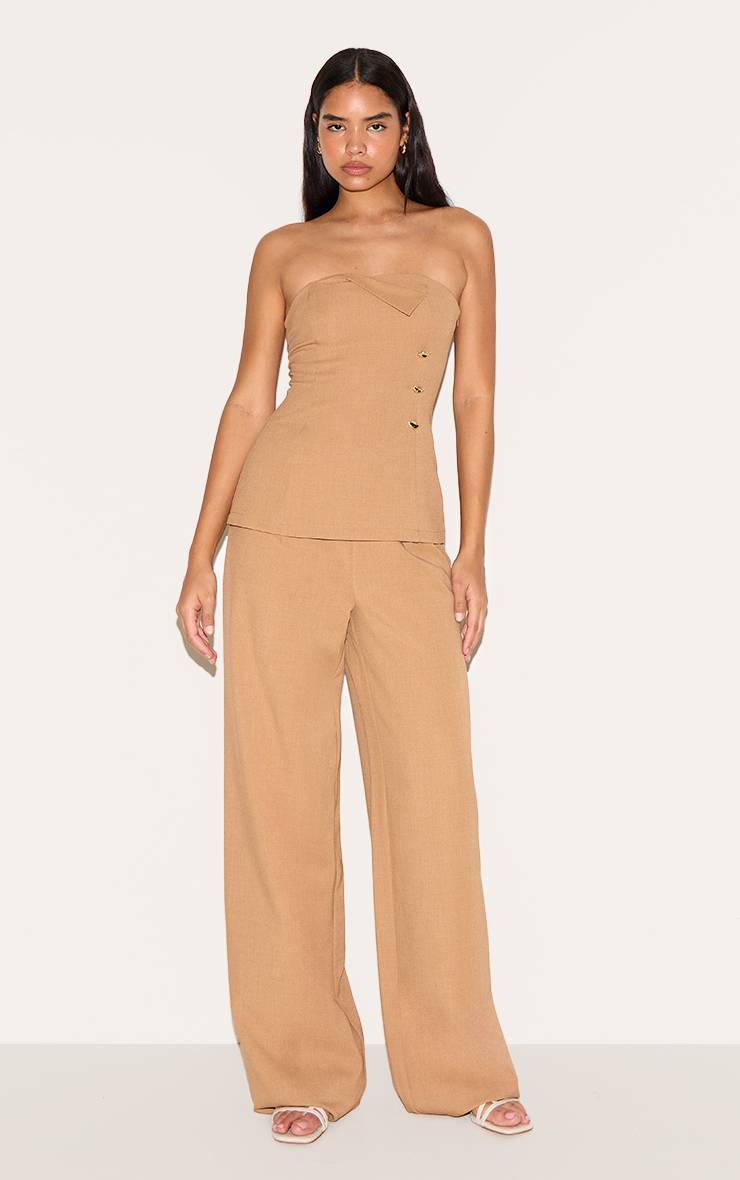 Sable Haut Bandeau Tailleur À Détail Revers Pour Grande Taille