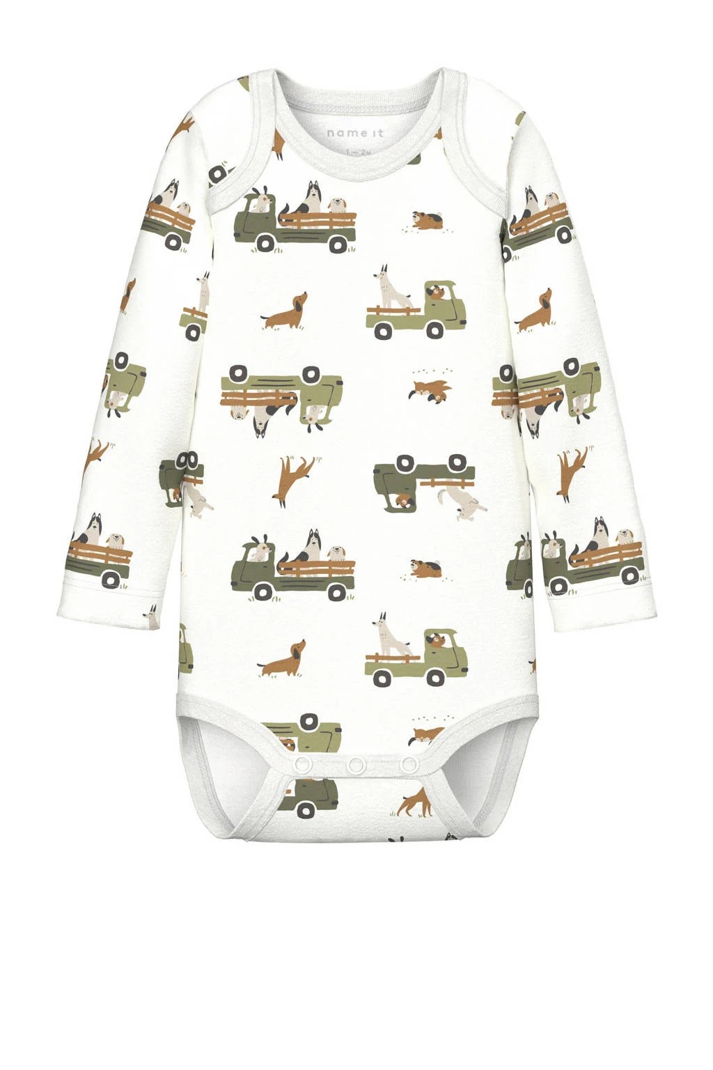 NAME IT rompr NBMBODY met all over print - set van 2 wit/groen