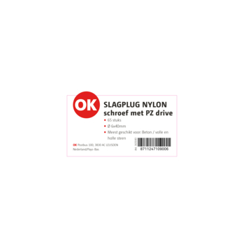 Ok slagplug 6x40mm/ 3,7x45mm 65ST