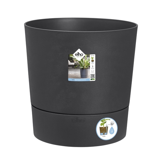 Pot Greensense Aqua Care ciment rond, avec réservoir d'eau - D.43cm