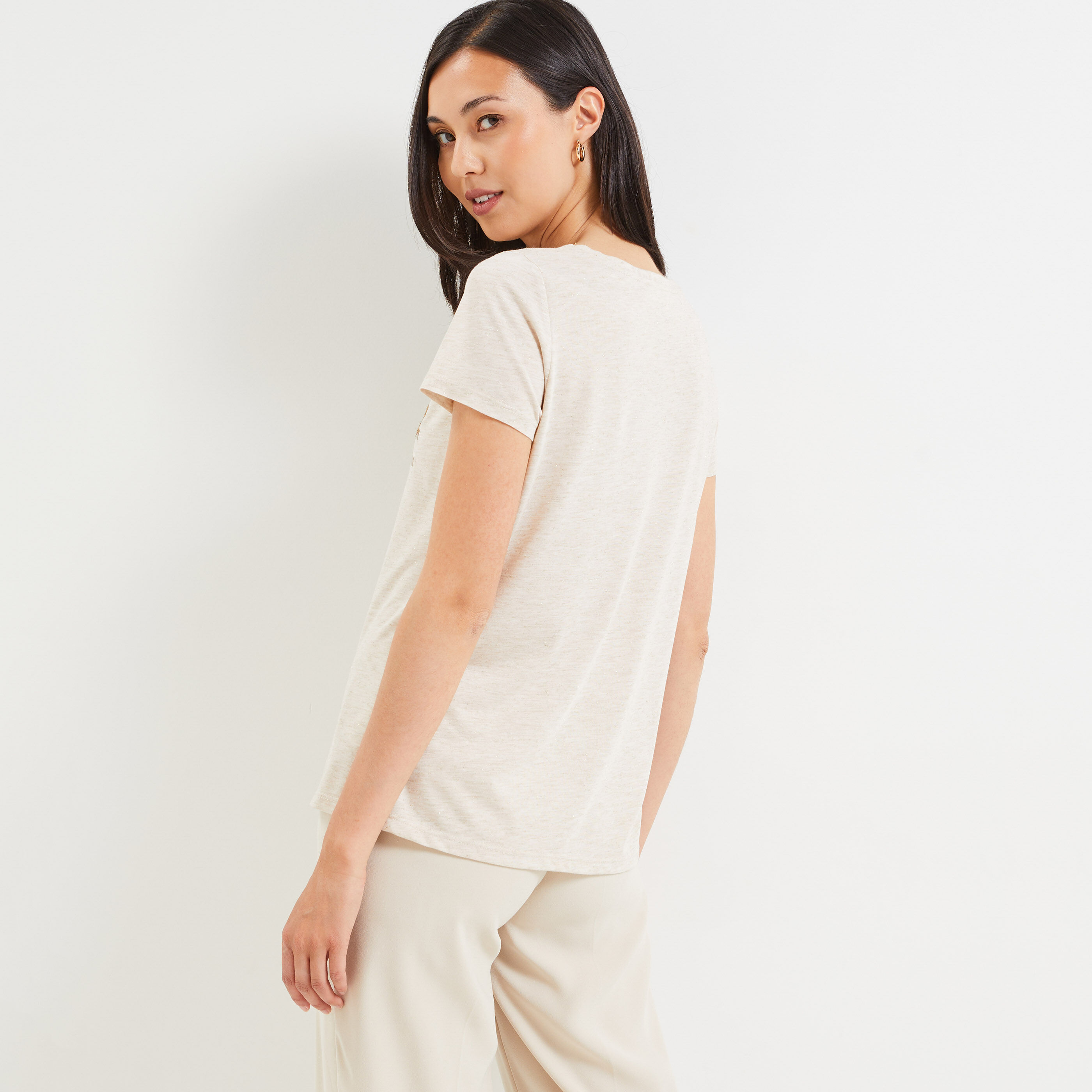 Tshirt à message femme - BEIGE