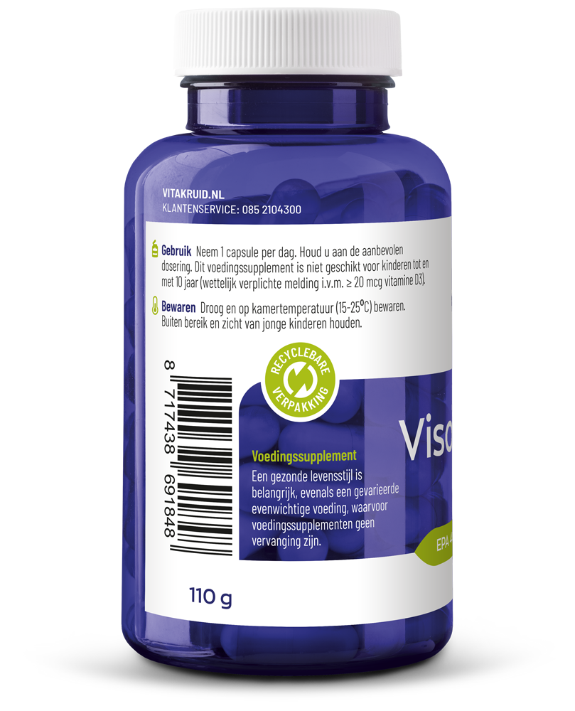 Vitakruid Visolie 1400 Tg® Triglyceriden Met D3 (60 Softgels)