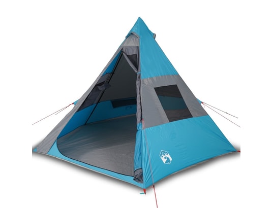 VIDAXL - Pack camping Tente de camping 7 personnes bleu 350x350x280 cm taffetas 1...