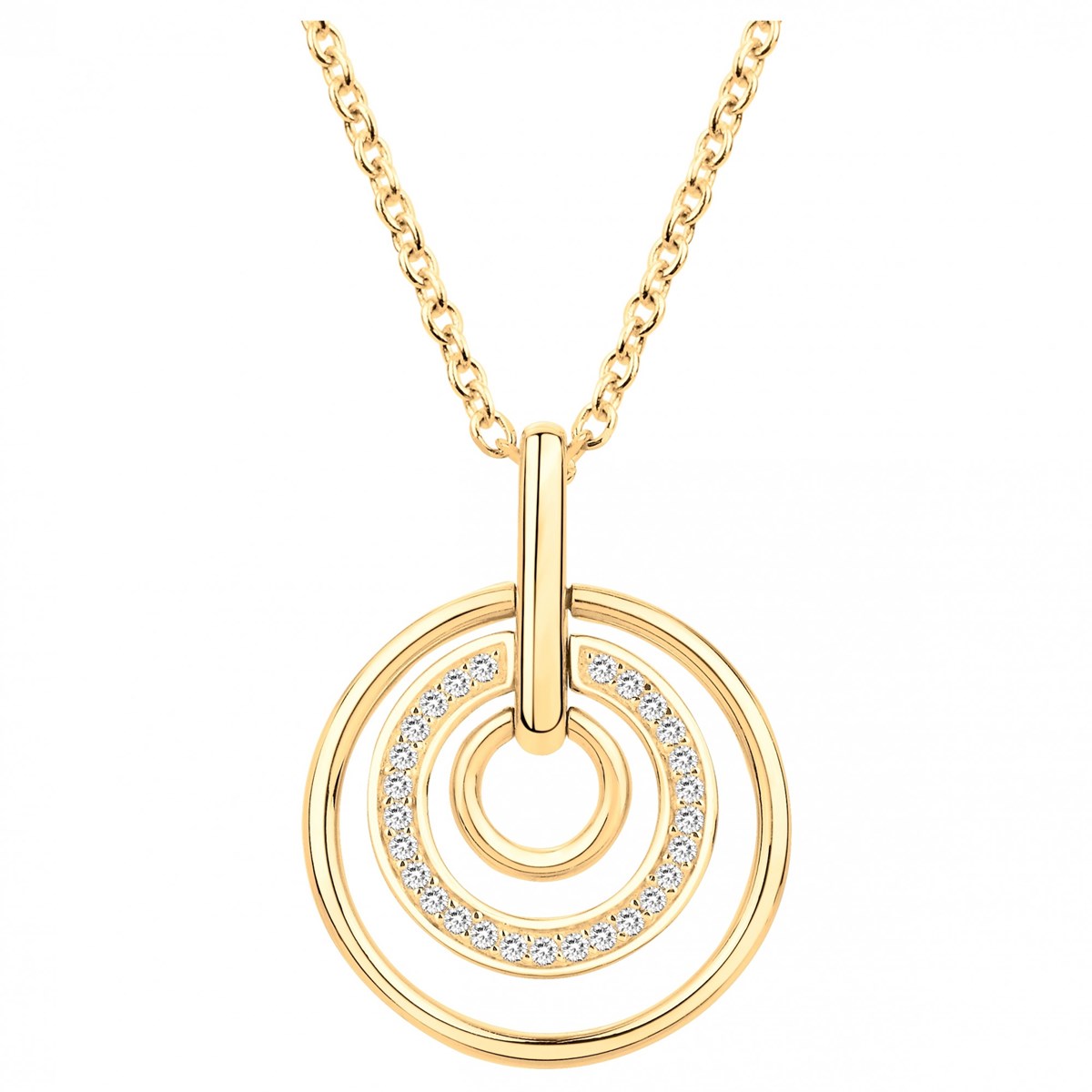 Collier en Plaqué Or avec oxyde de zirconium blanc
