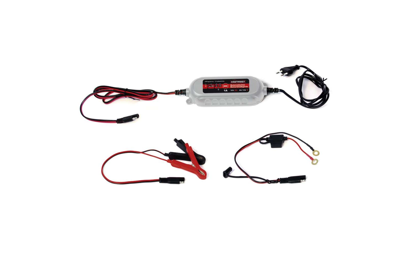 Dino KRAFTPAKET Batterieladegerät  6/12V 1A + Ring