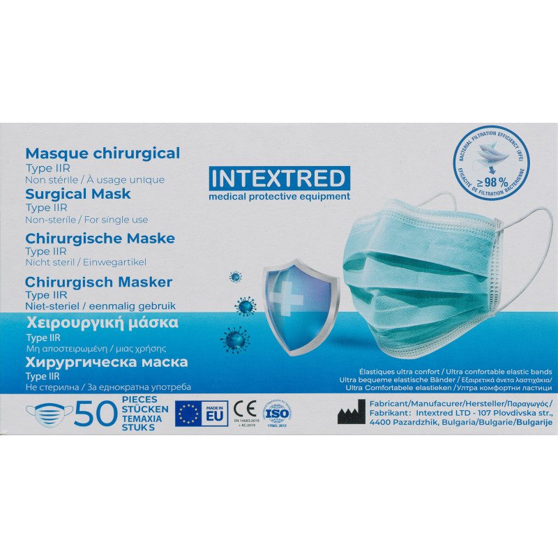 Masque chirurgical 3 plis - Type IIR, bleu