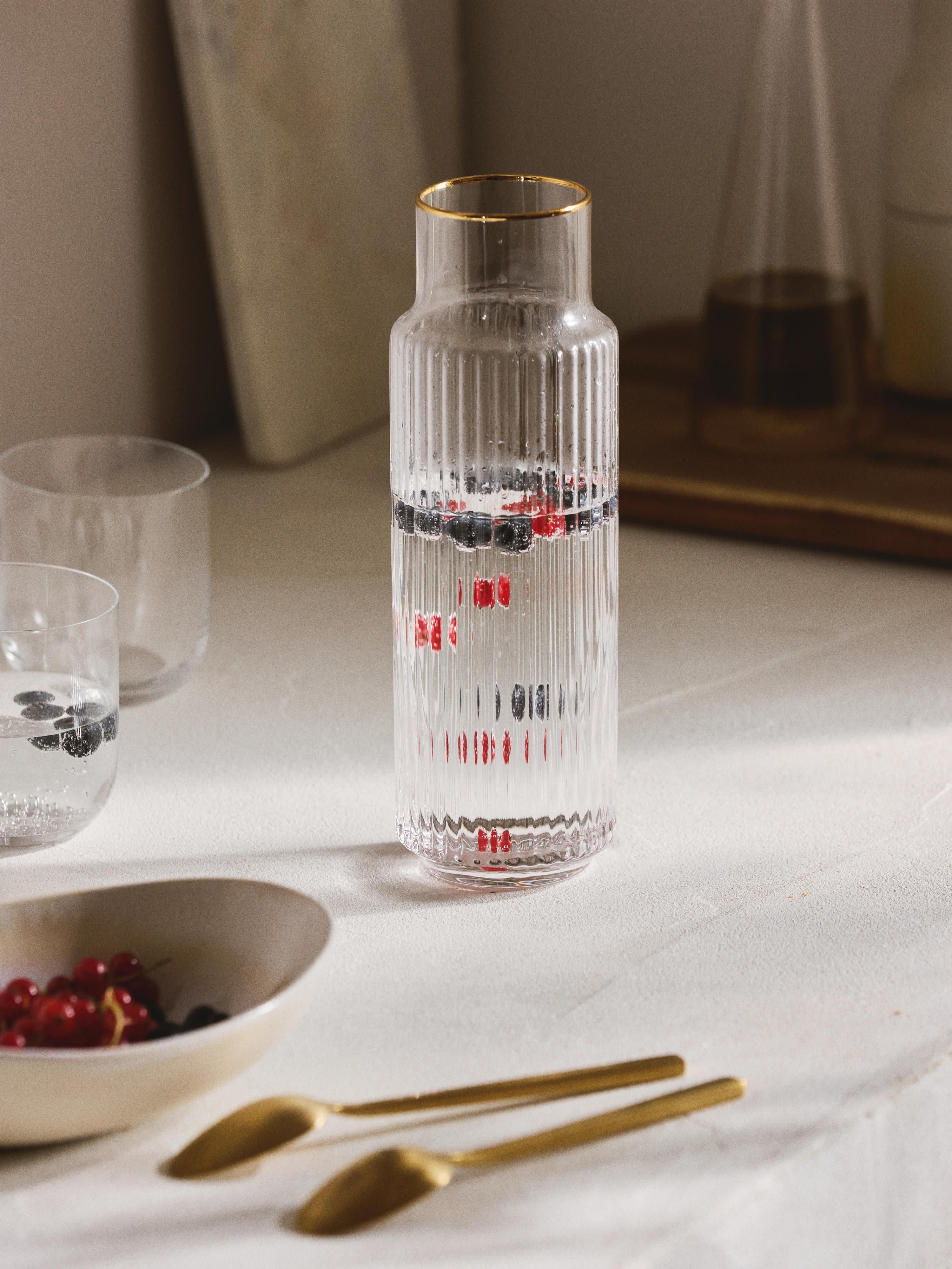 Mondgeblazen karaf Aleo met gouden rand, 1 L
