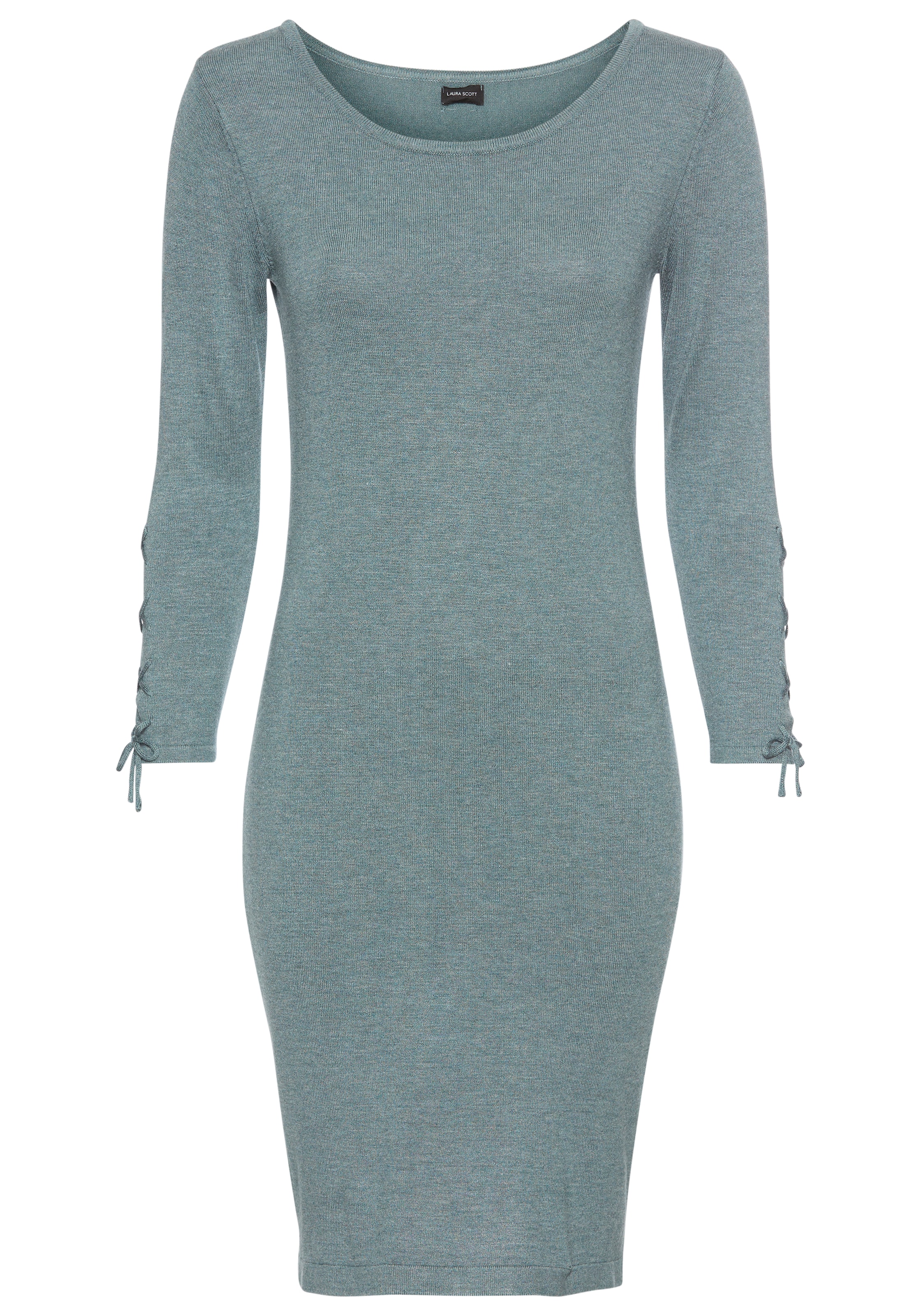 Laura Scott Strickkleid mit Schnürdetail und 3/4 Ärmeln
