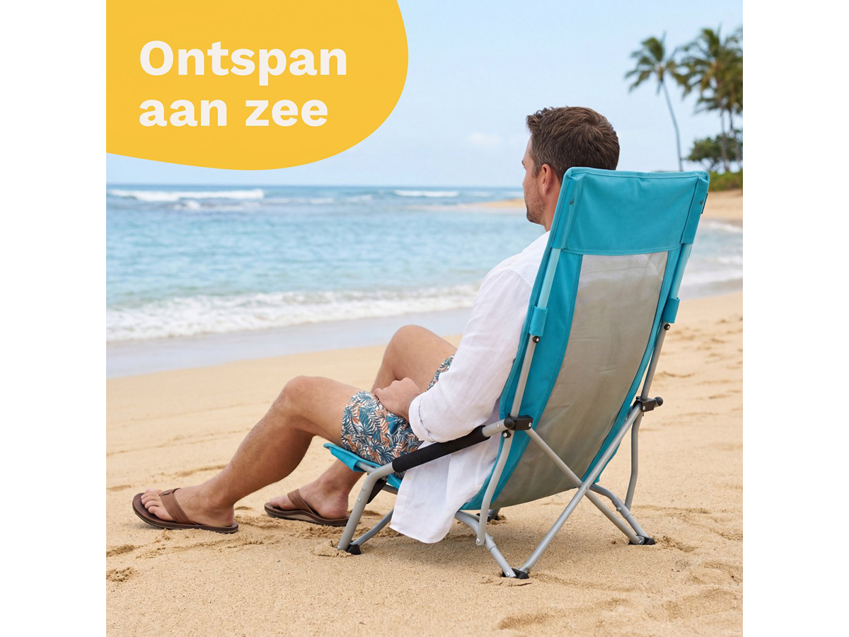TRVLMORE Beach Chair High Blue strandstoel - Set van 2