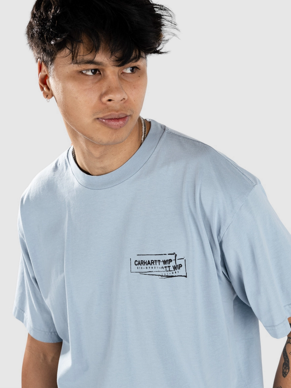Carhartt WIP Stamp T-Shirt misty sky/black stone
