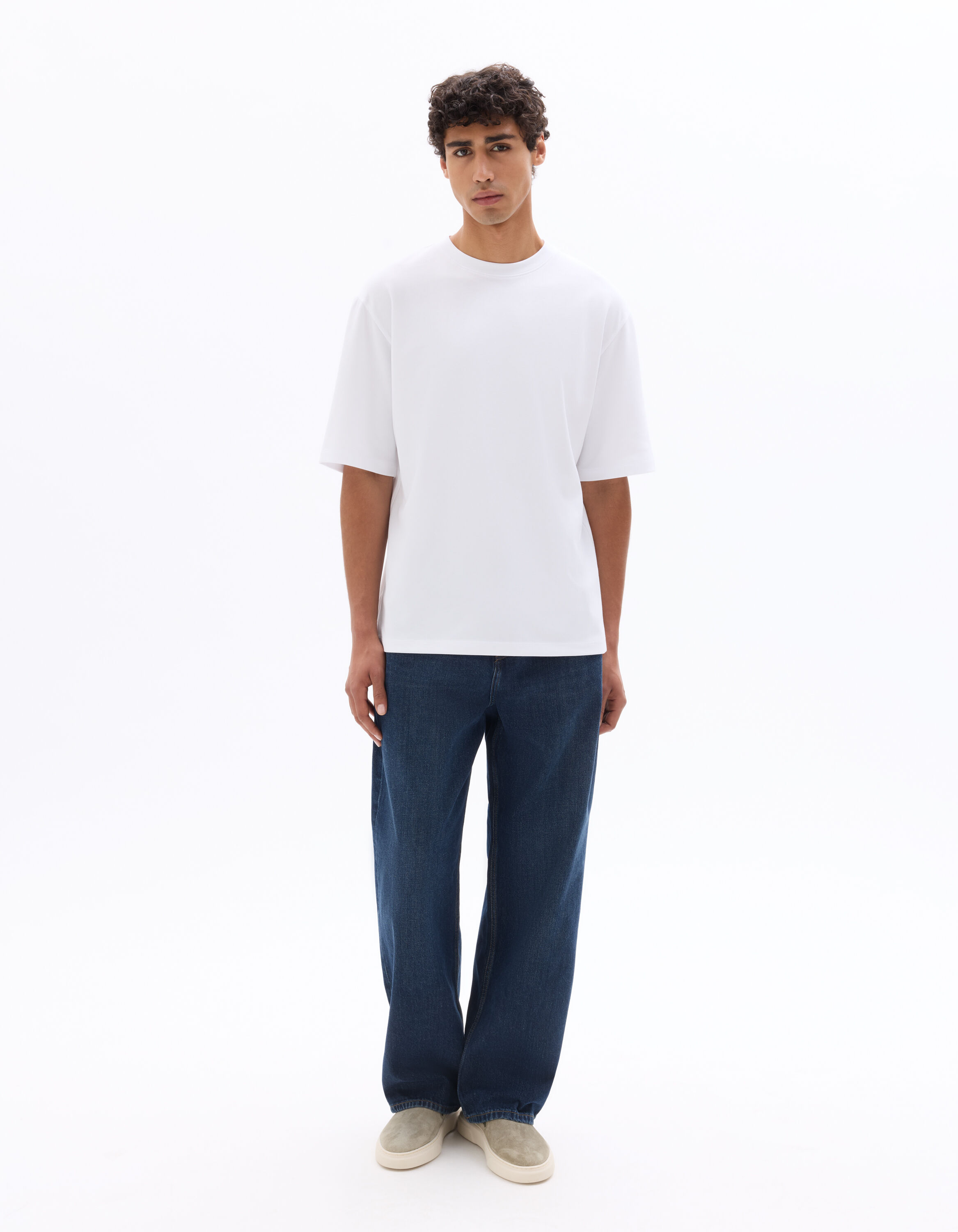 T-shirt oversize col rond - blanc