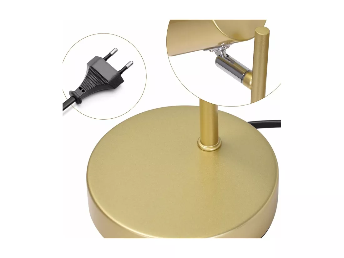 NETTLIFE lampe de chevet lampe de table de salon or pivotante 350° GU10 or en métal bureau