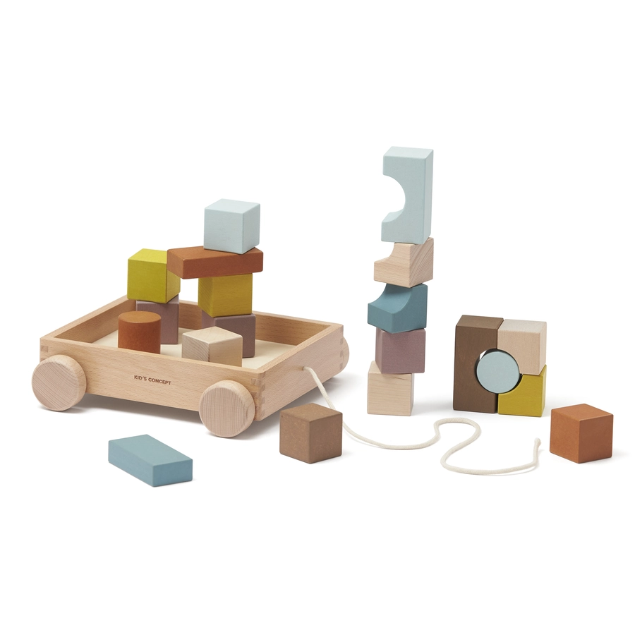 Kids Concept® Wagen mit Holzklötzen Neo bunt