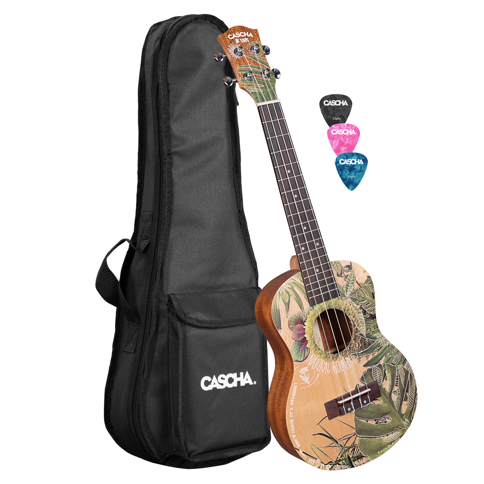 Cascha HH 2610 Art Series Leafy tenor ukelele massief spar bovenblad met gigbag