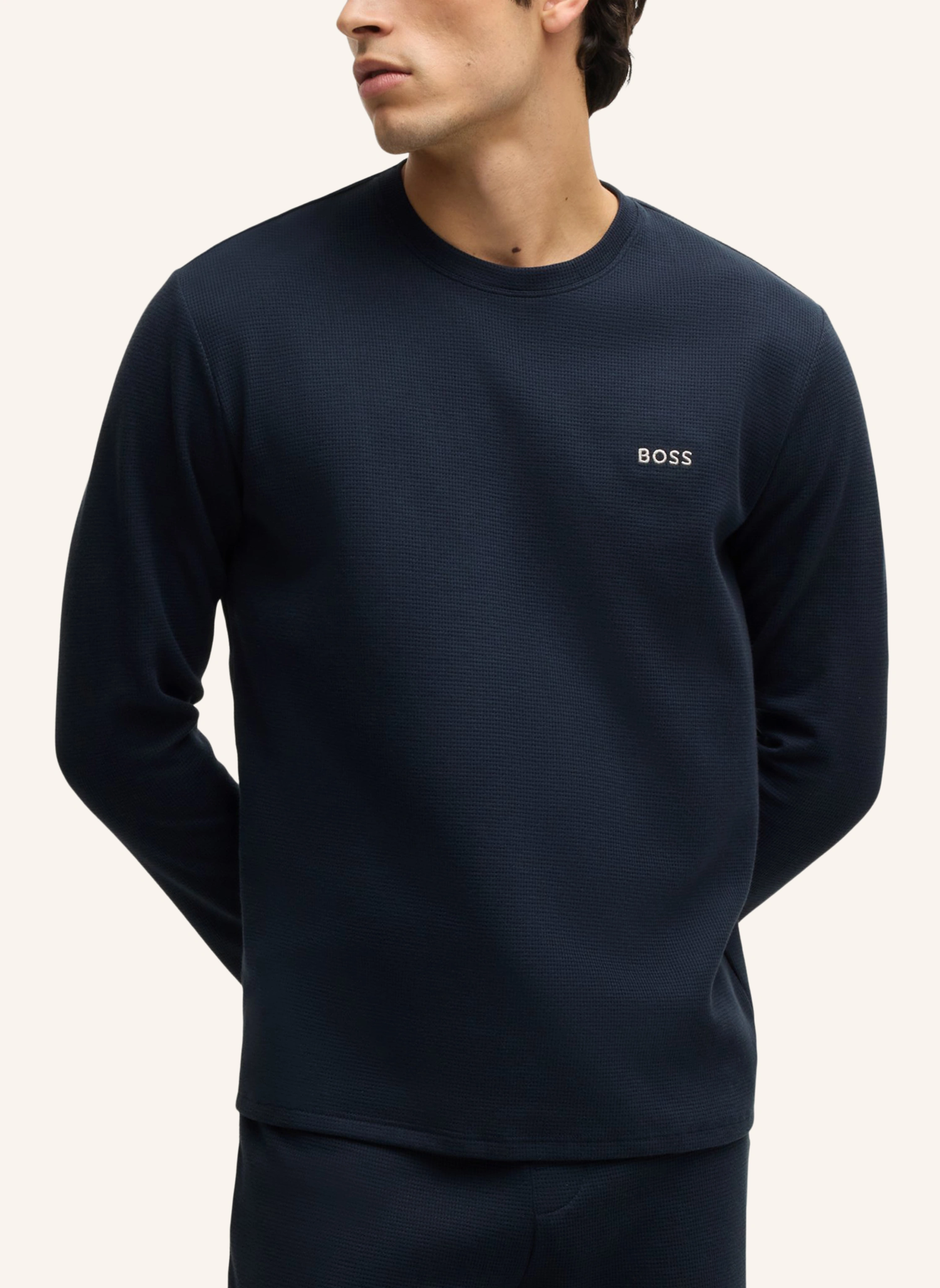 BOSS Pyjama-Oberteil WAFFLE LS-SHIRT Regular Fit