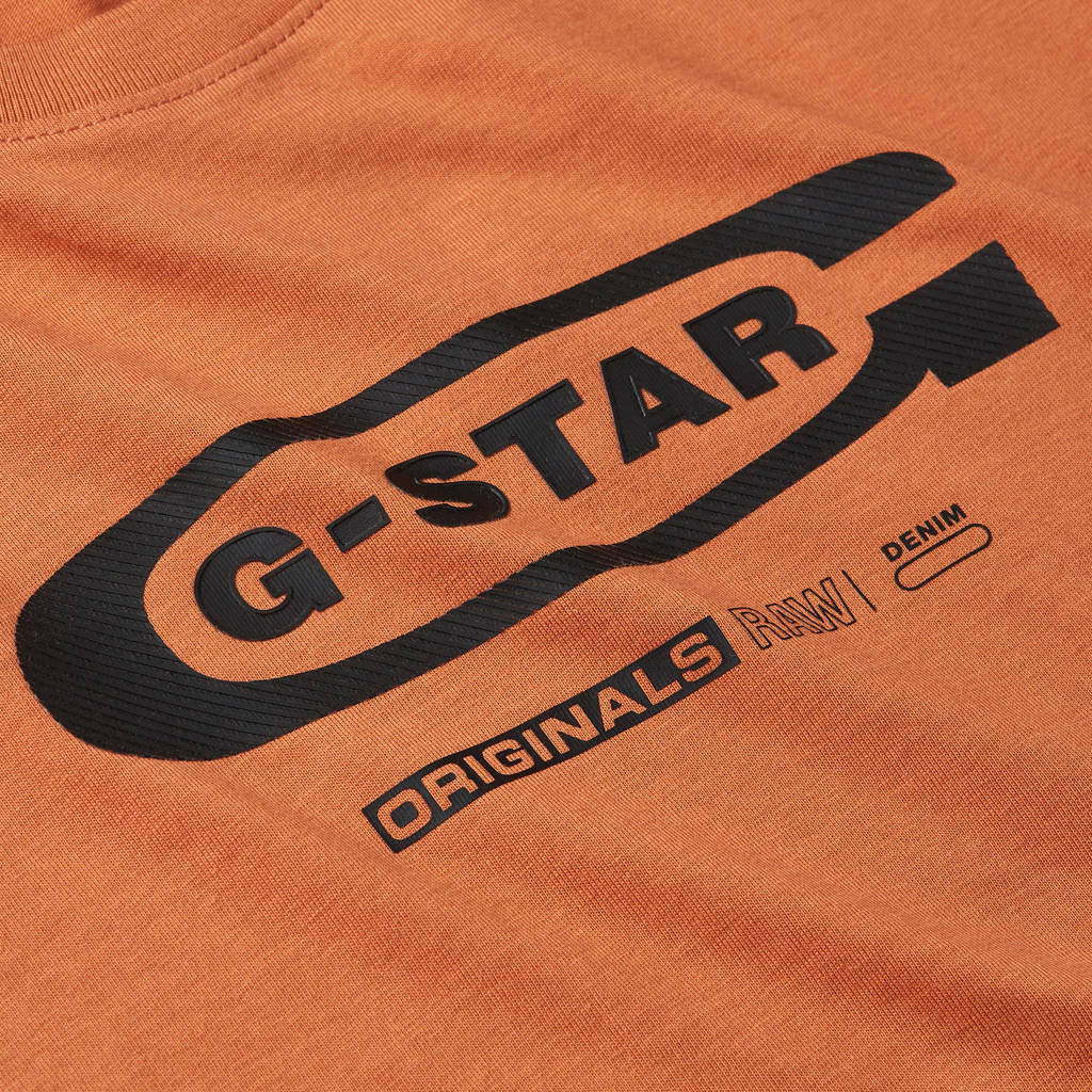 G-STAR T-shirt t- shirt s\s regular met logo donkeroranje