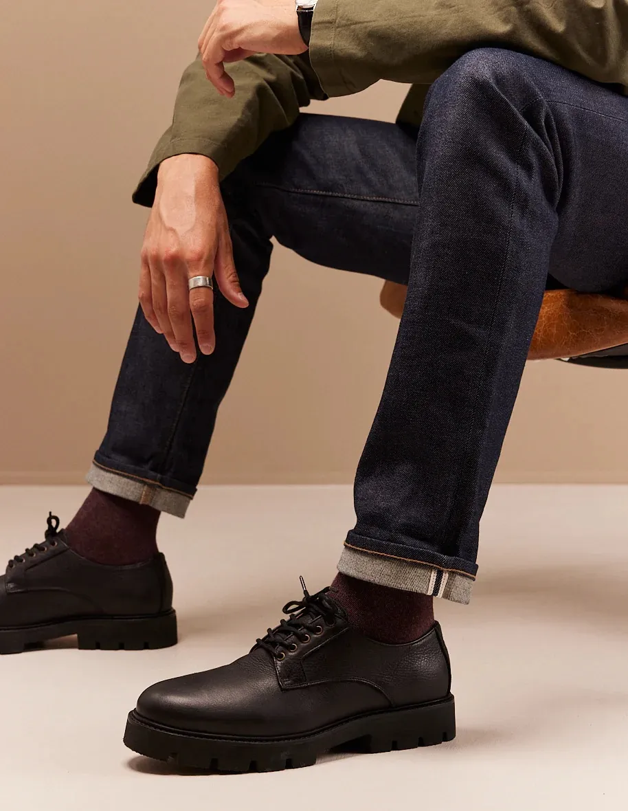 Derbies William cuir grainé brossé M.Moustache