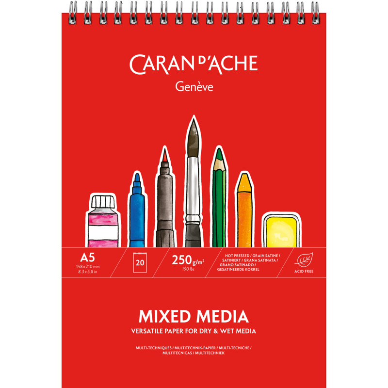Caran d'Ache Spiralblock Mixed Media, A5, blanco