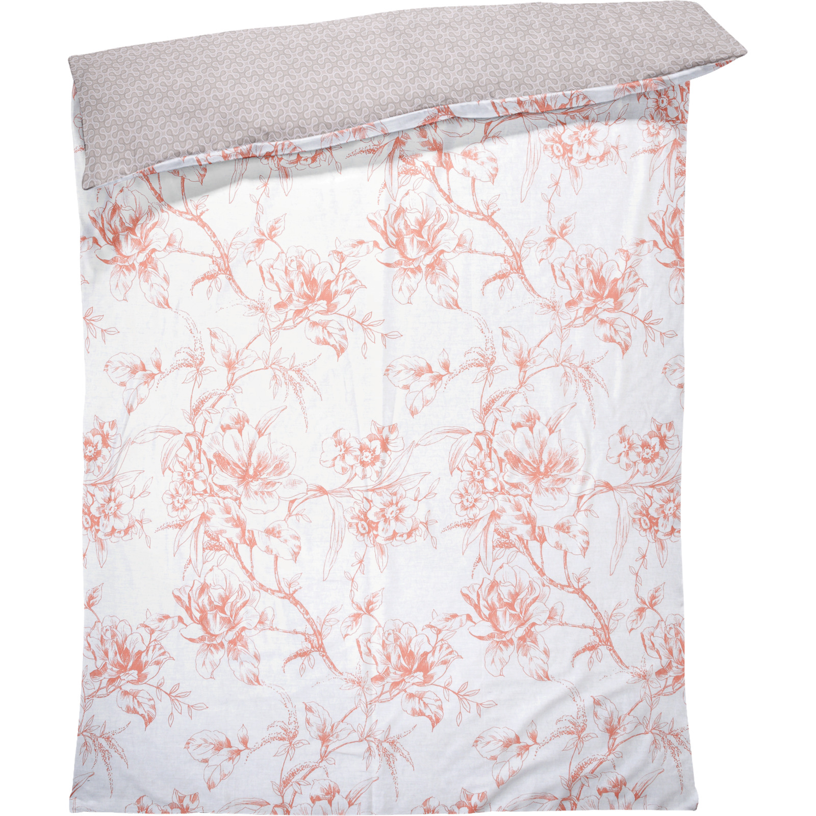 Bettwäsche Satin Twill Blumen grau weiss