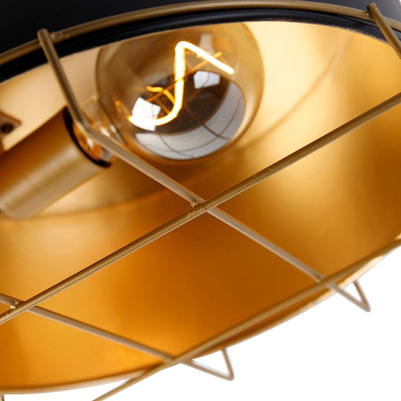 Industriële plafondlamp zwart met goud 35 cm - Barril