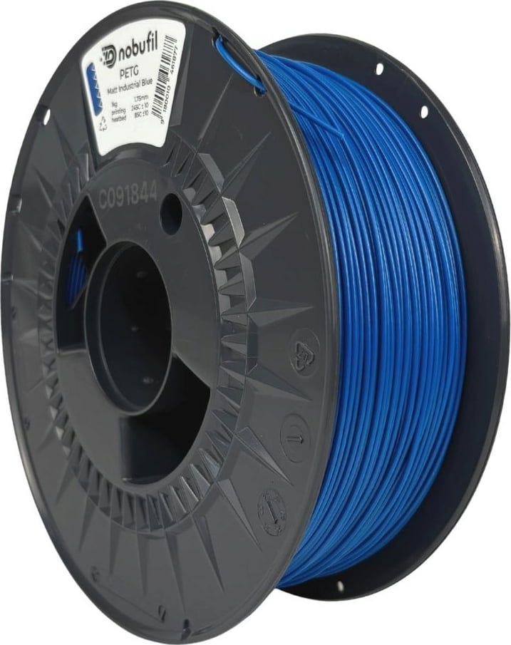 Nobufil  PETG Matt Industrial Blue, 1,75 mm / 1000 g    Leicht zu druckendes, mattes PETG Filament aus recyceltem Kunststoffabfall in Industrial Blue