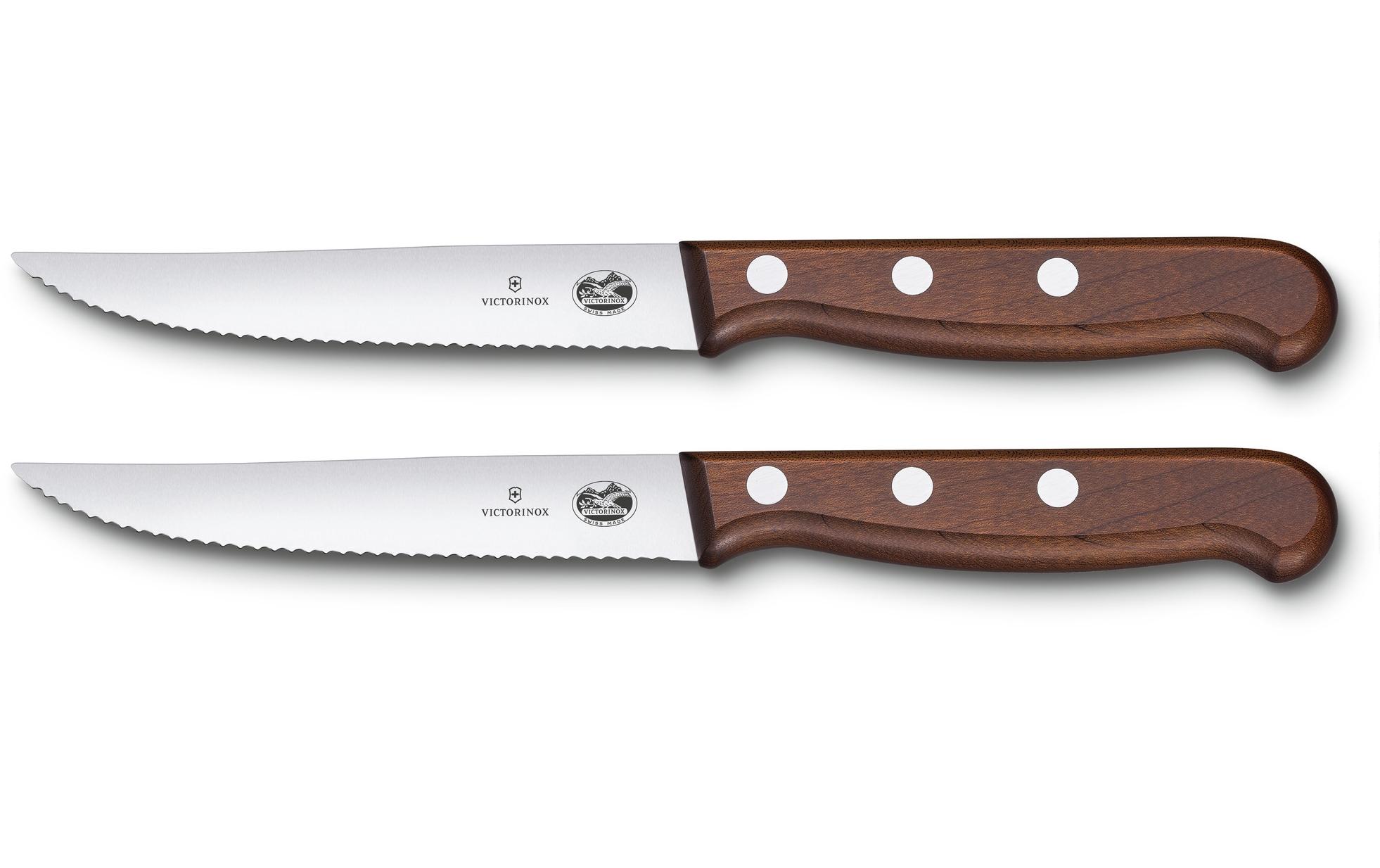 Steak-Pizzamesser-Set 2 Stück, AhornholzFleischmesser mit extra scharfem Wellenschliff