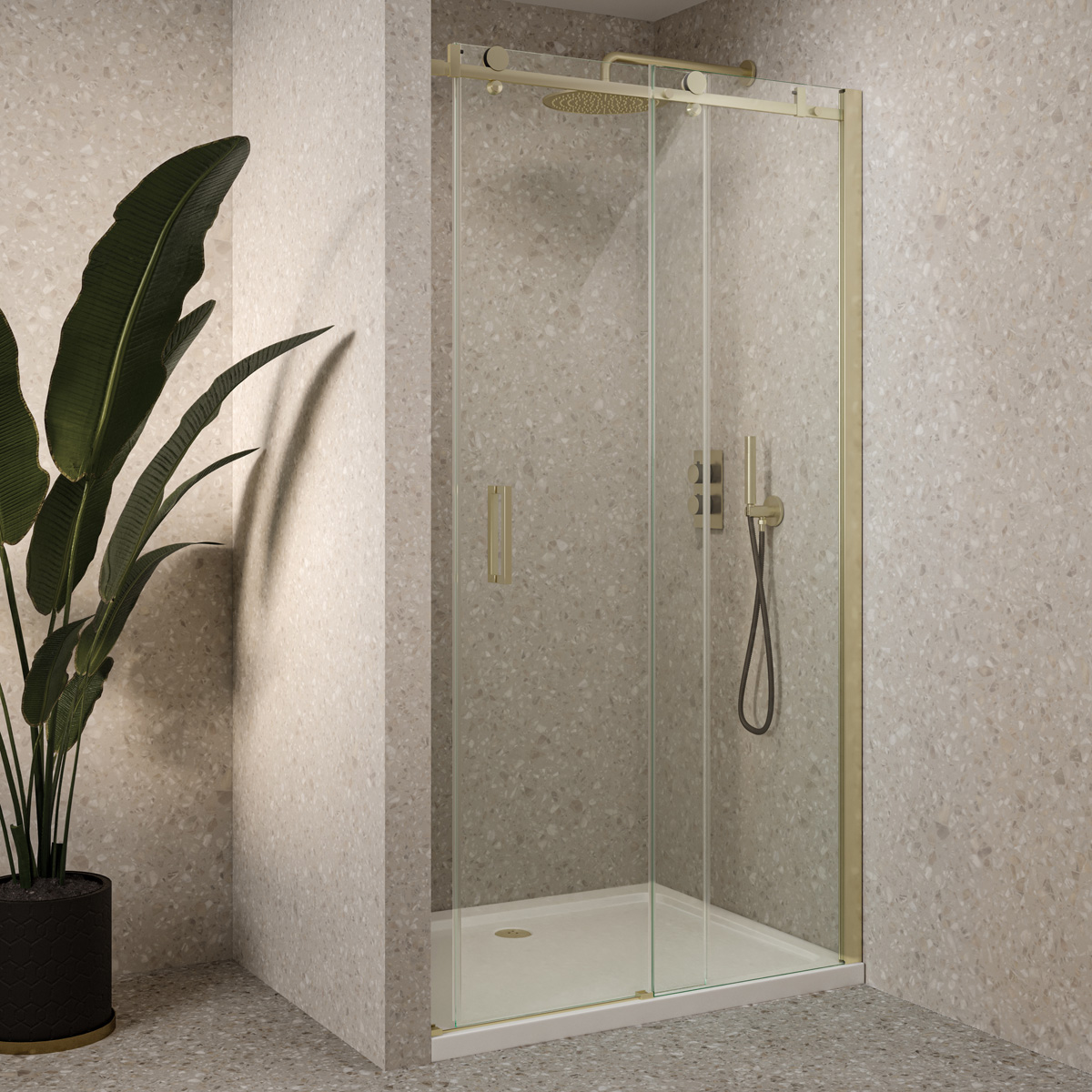 Saniclear Supreme profielset voor douchedeur 100-110cm geborsteld messing